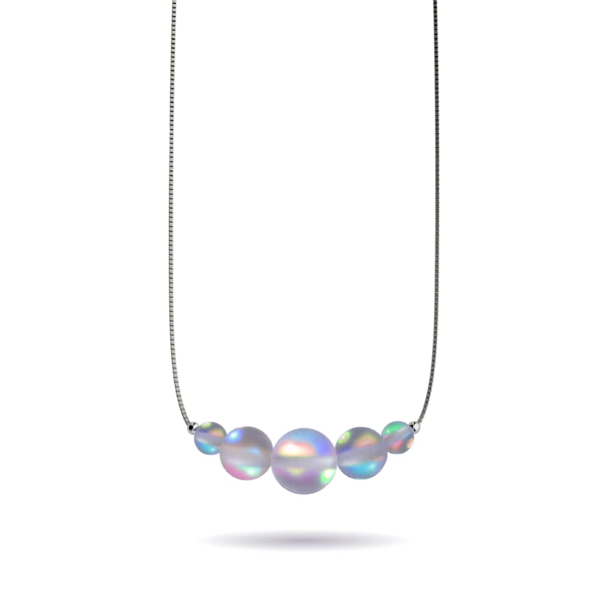Gris | Argent sterling .925 | Collier fermoir infini verre sirène